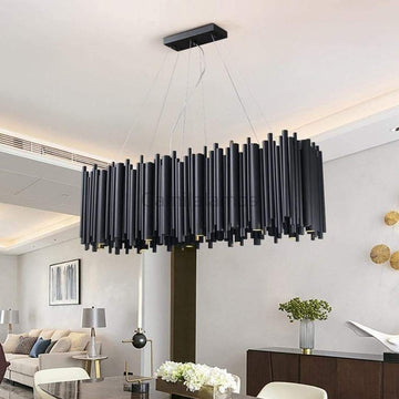 Dore Black Tubular Rectangle Chandelier 32" 40" - Camilalamps - Ca-1Dore-1L31-11