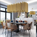 Dore Brass Tubular Rectangle Chandelier 32