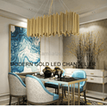 Dore Brass Tubular Rectangle Chandelier 32