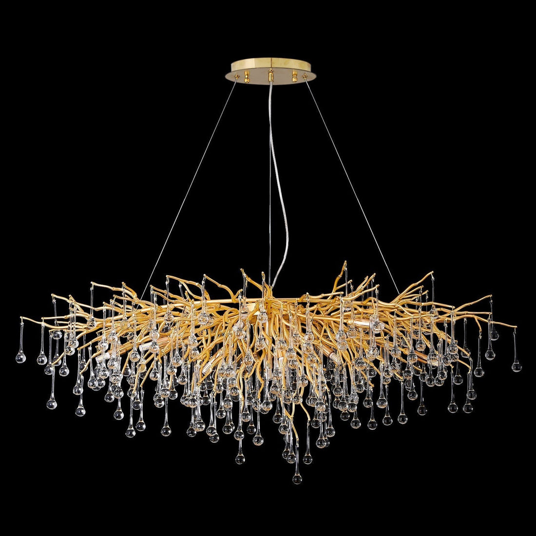 Doris Crystal Rectangular Branch Chandelier L45" - Camilalamps - Ca-1531