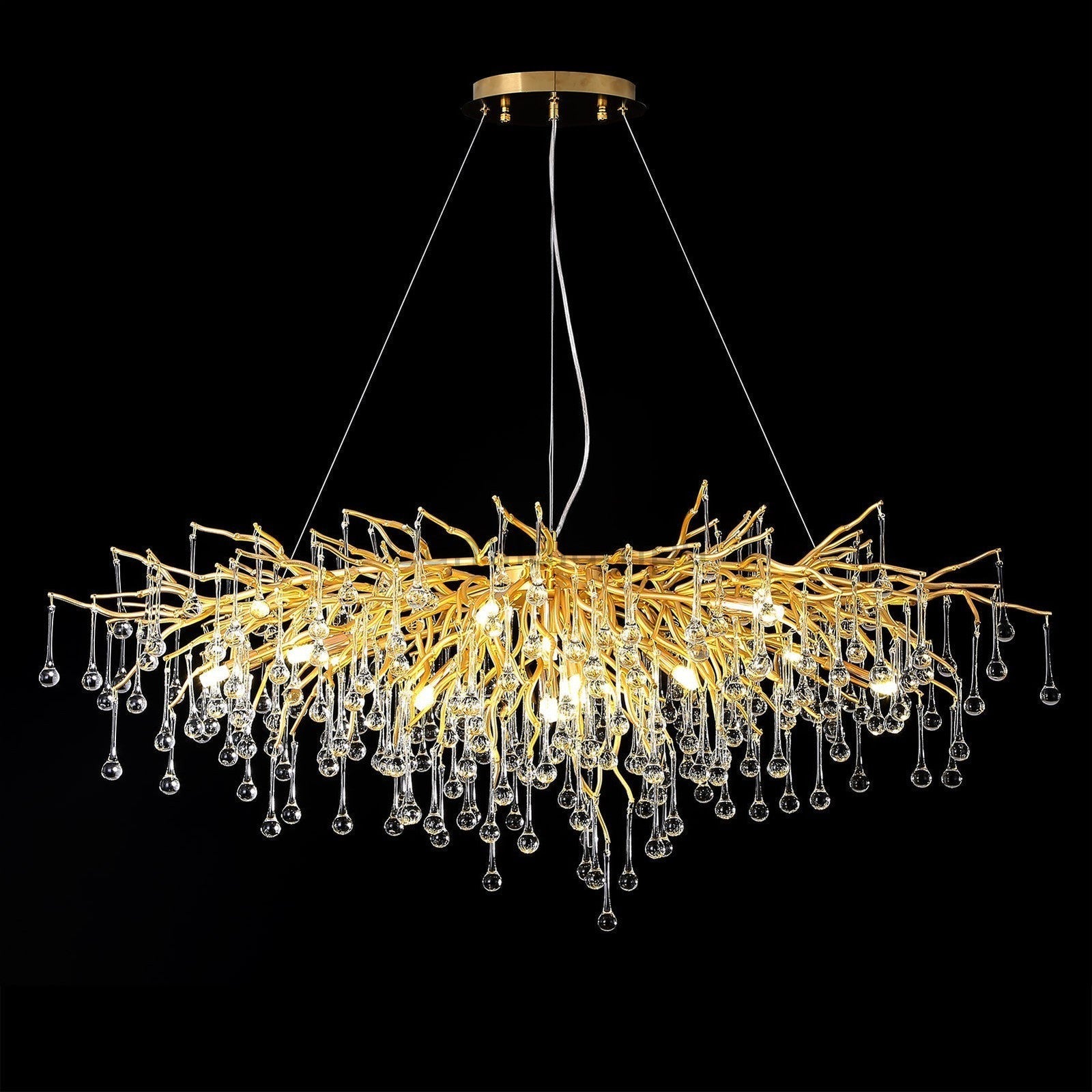 Doris Crystal Rectangular Branch Chandelier L45" - Camilalamps - Ca-1531