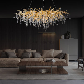 Doris Crystal Rectangular Branch Chandelier L45" - Camilalamps - CA - 531