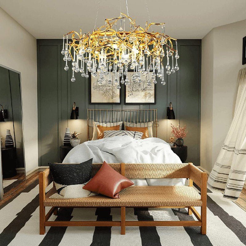 Doris Crystal Round Branch Chandelier 23.5"D Gold - Camilalamps - Ca-1536