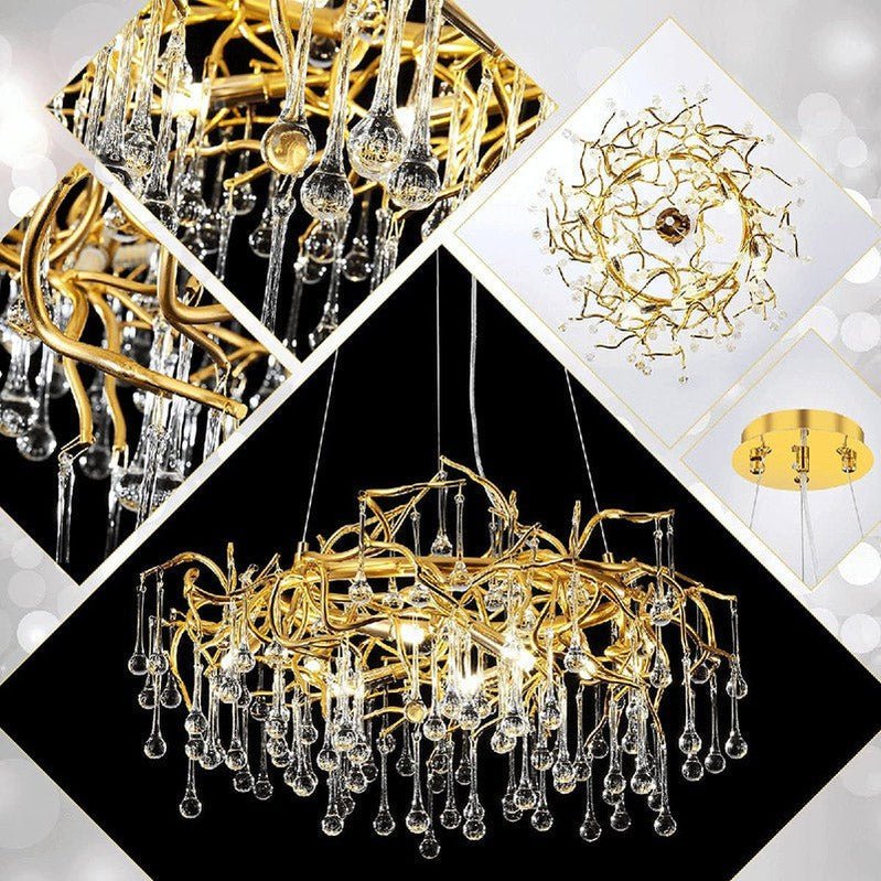 Doris Crystal Round Branch Chandelier 23.5"D Gold - Camilalamps - Ca-1536