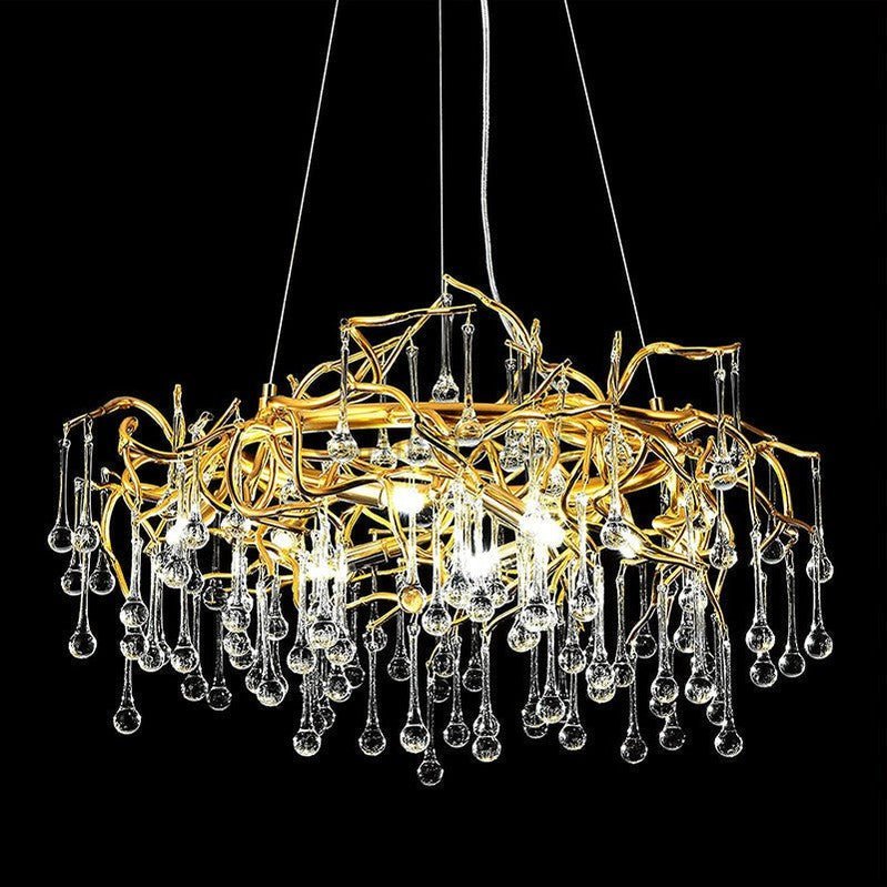 Doris Crystal Round Branch Chandelier 23.5"D Gold - Camilalamps - Ca-1536