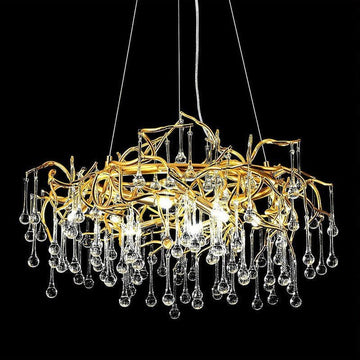 Doris Crystal Round Branch Chandelier 23.5"D Gold - Camilalamps - Ca-1536