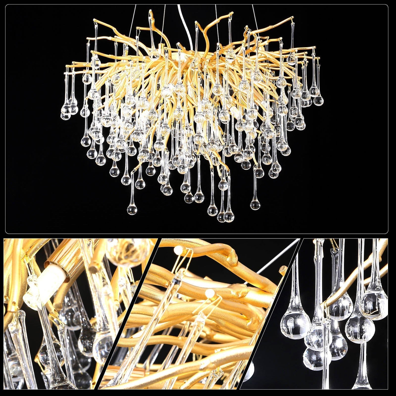 Doris Rain Branch Chandelier 23.5"D Gold - Camilalamps - CA - 530
