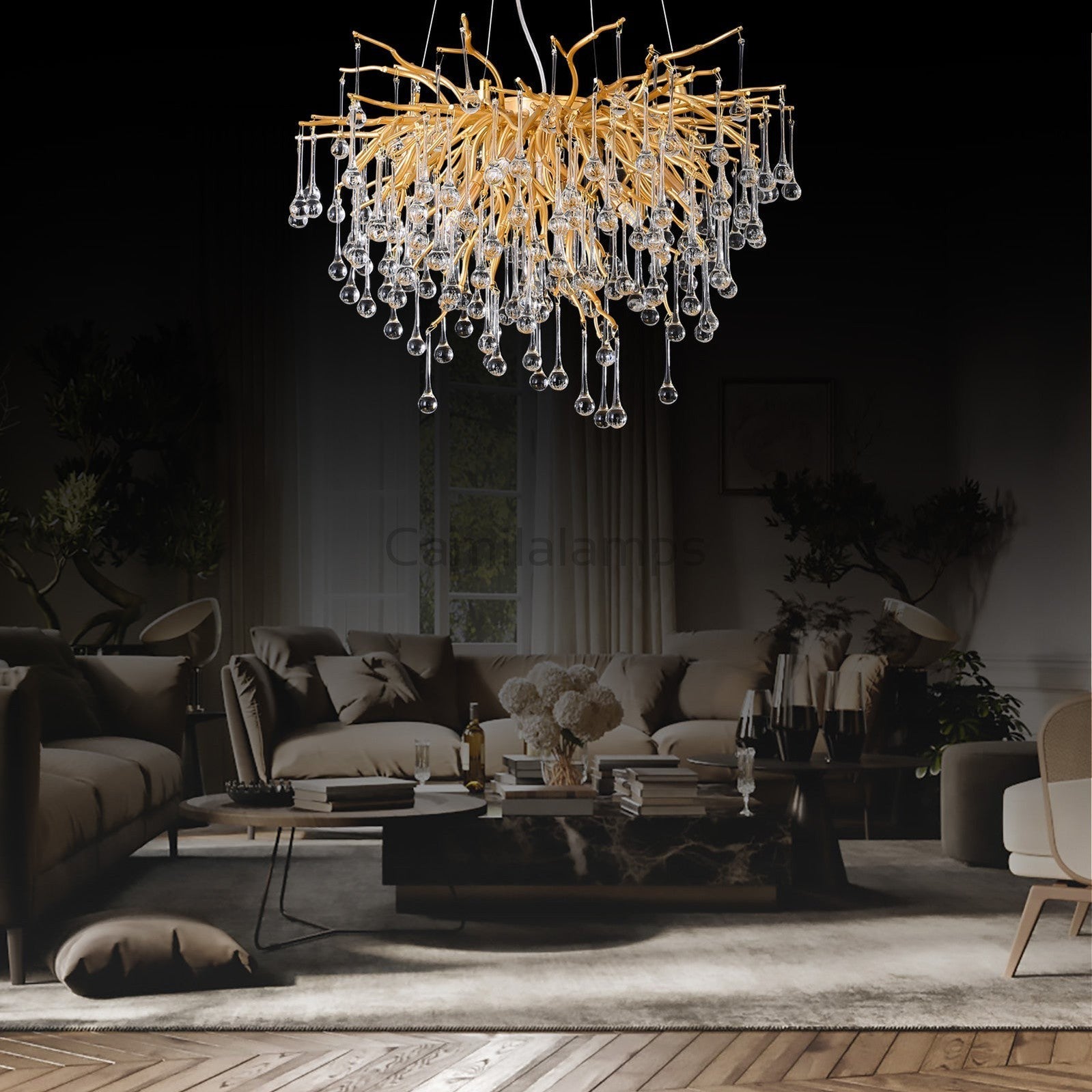 Doris Rain Branch Chandelier 23.5"D Gold - Camilalamps - CA - 530