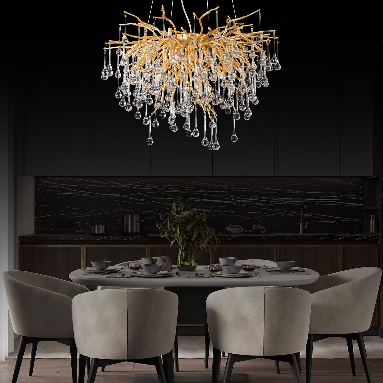 Doris Rain Branch Chandelier 23.5"D Gold - Camilalamps - CA - 530