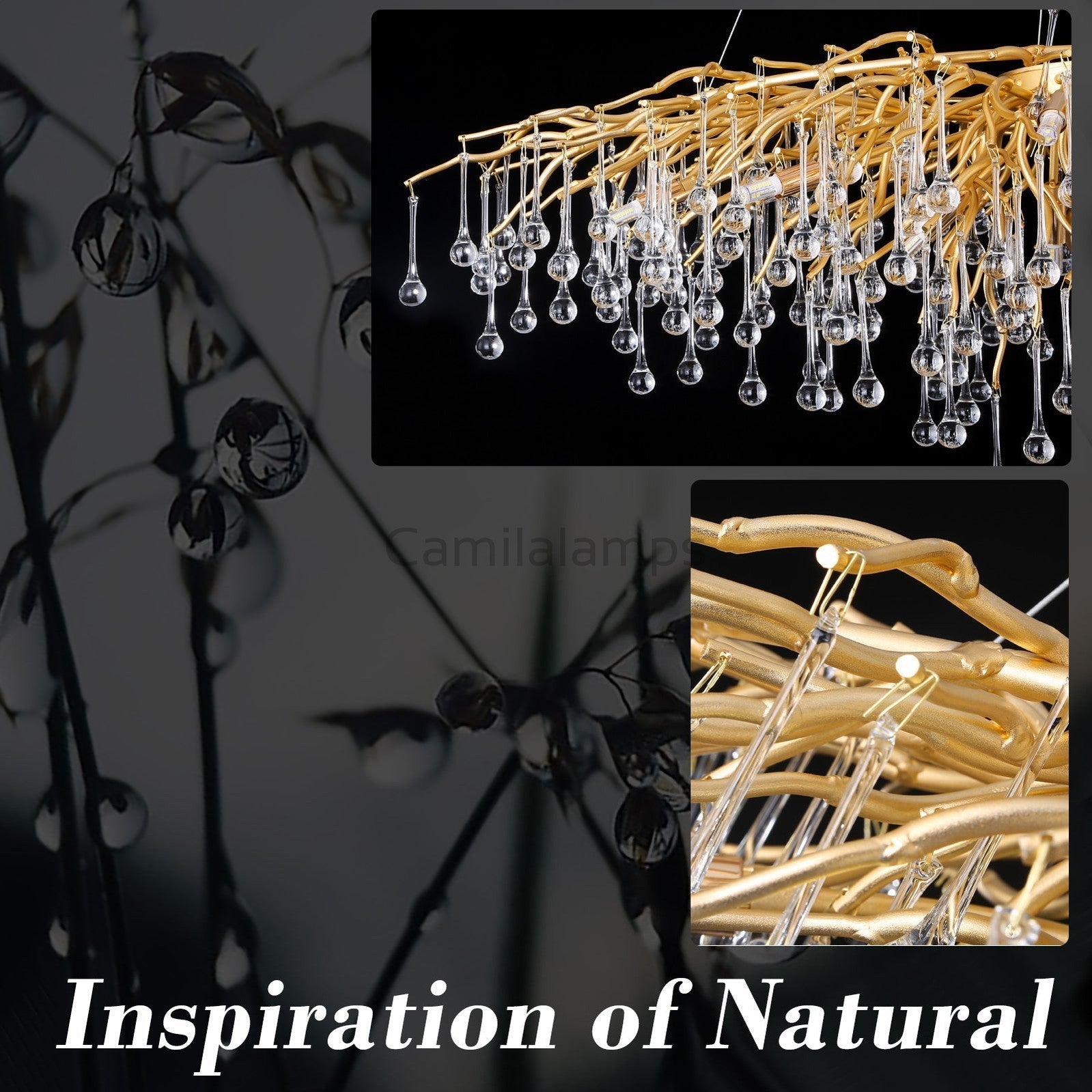 Doris Rain Branch Chandelier 23.5"D Gold - Camilalamps - CA - 530