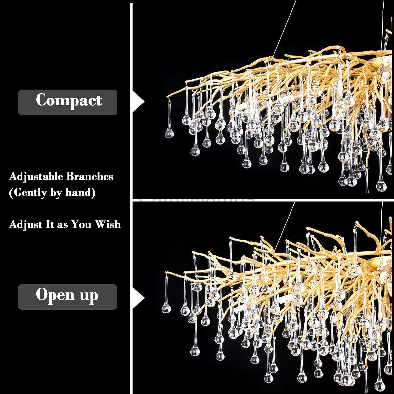 Doris Rain Branch Chandelier 23.5"D Gold - Camilalamps - CA - 530