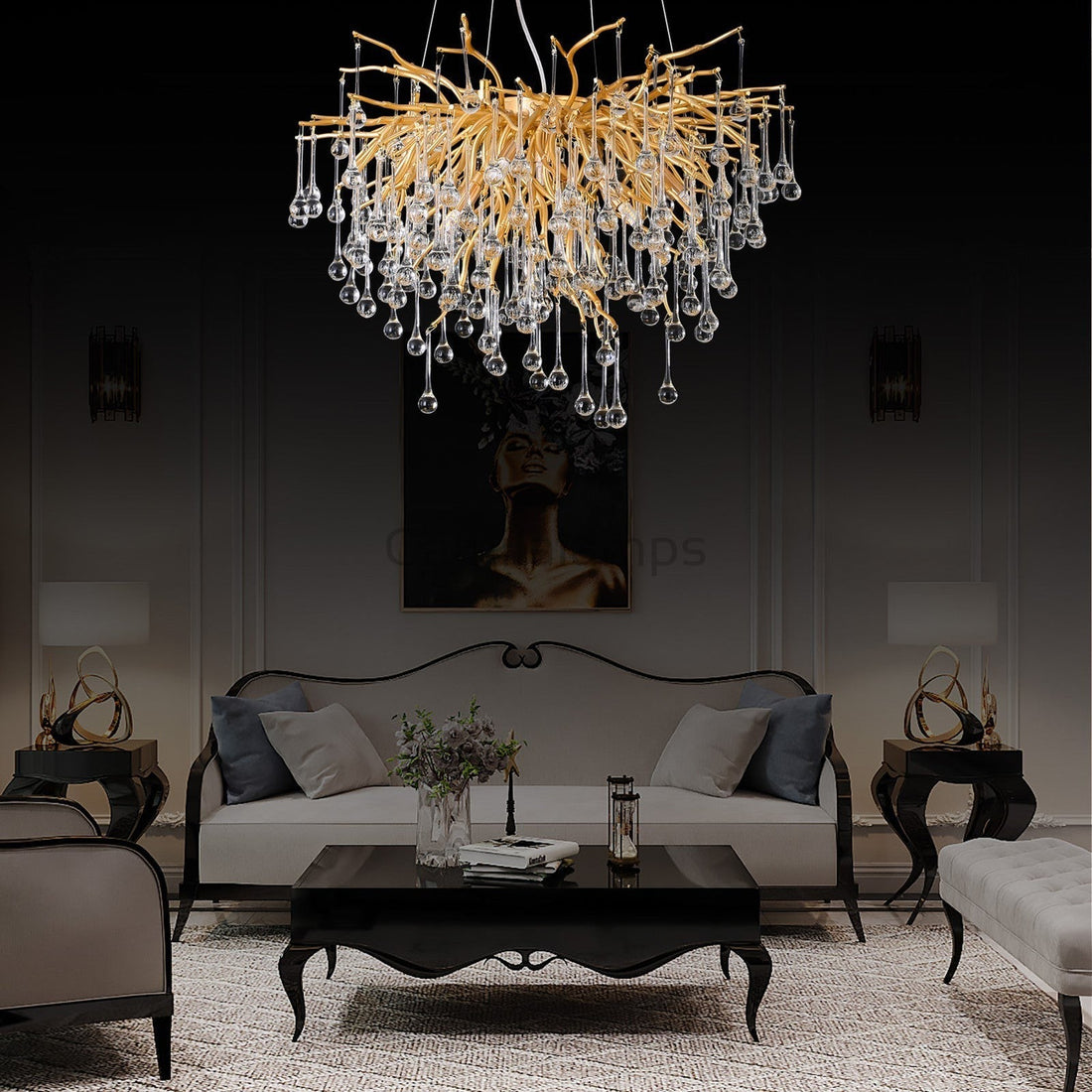 Doris Rain Branch Chandelier 23.5"D Gold - Camilalamps - Ca-1530