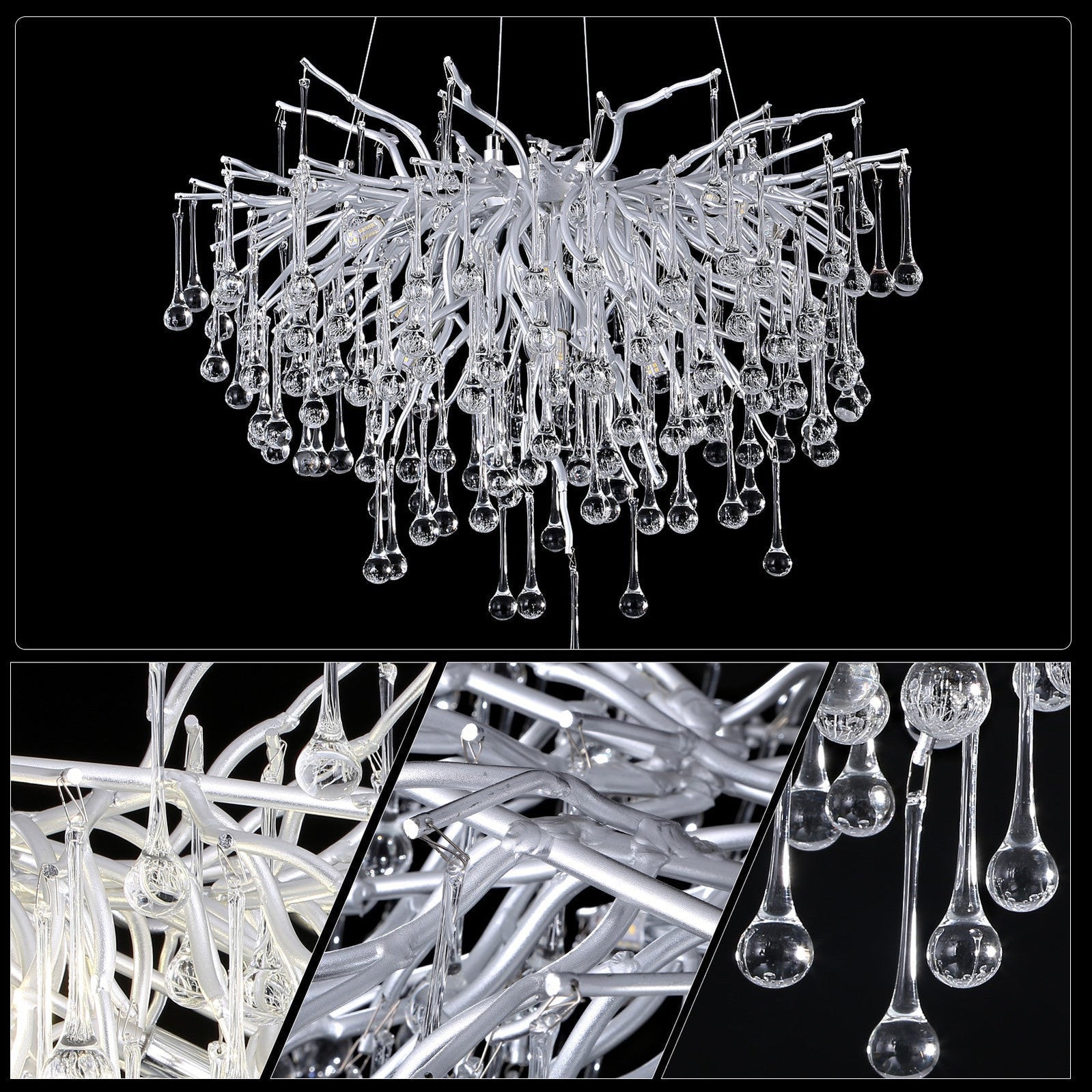Doris Rain Branch Chandelier Dia 23.5" Silver - Camilalamps - CA - 533