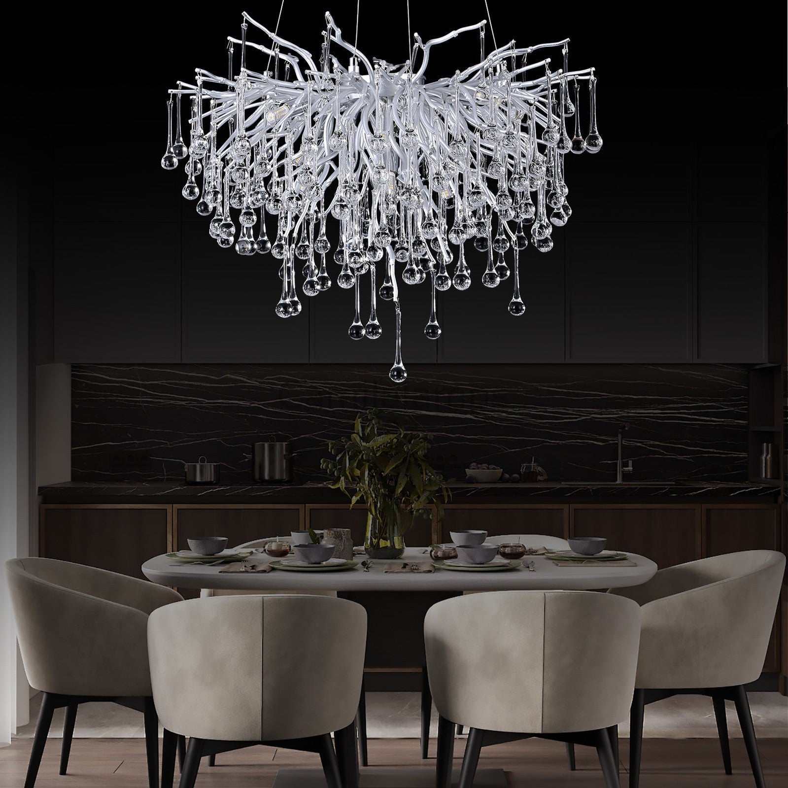 Doris Rain Branch Chandelier Dia 23.5" Silver - Camilalamps - CA - 533