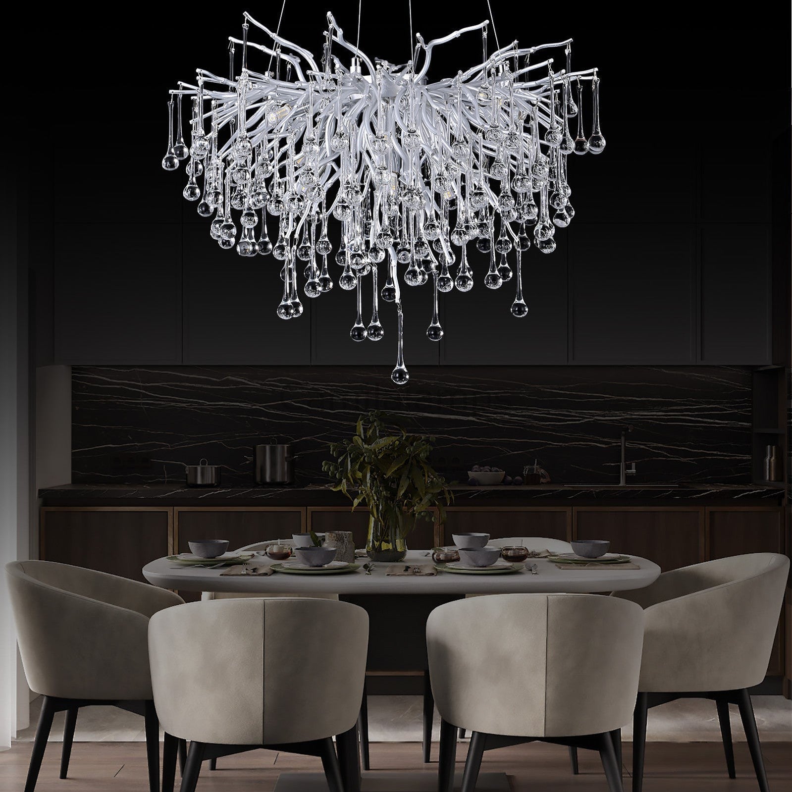 Doris Rain Branch Chandelier Dia 23.5" Silver - Camilalamps - Ca-1533