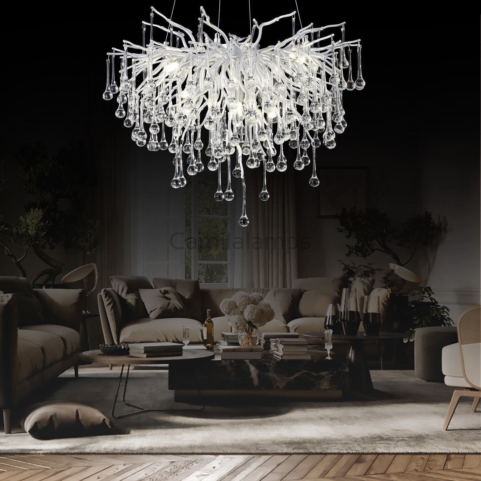 Doris Rain Branch Chandelier Dia 23.5" Silver - Camilalamps - CA - 533