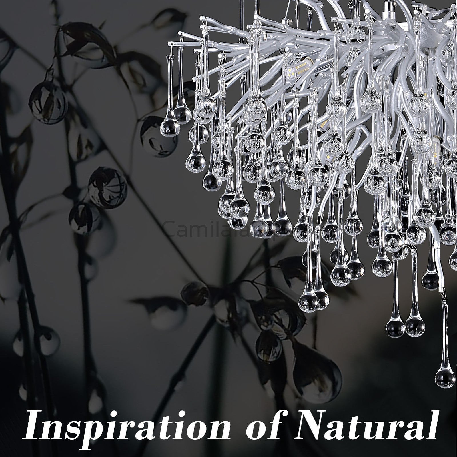 Doris Rain Branch Chandelier Dia 23.5" Silver - Camilalamps - CA - 533