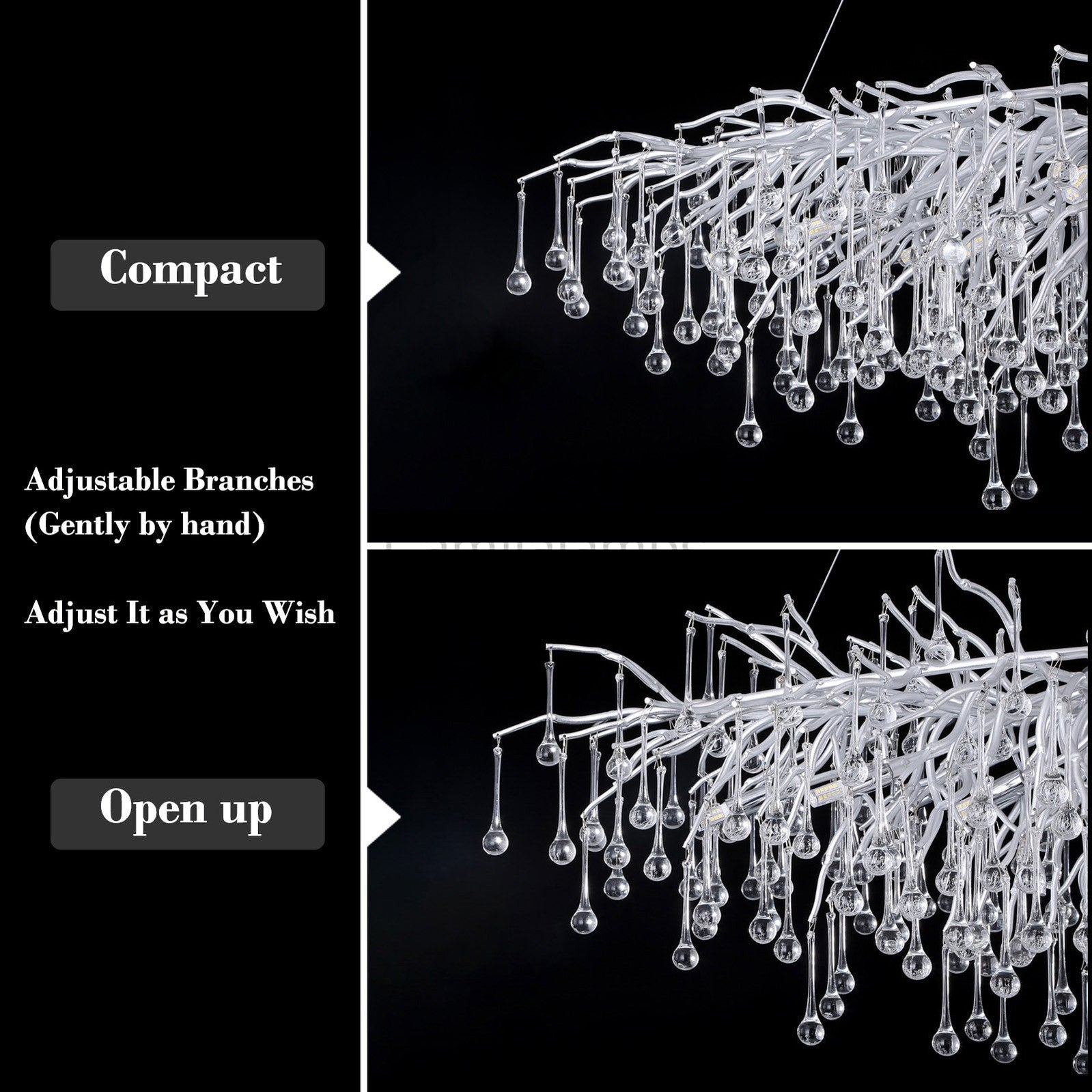 Doris Rain Branch Chandelier Dia 23.5" Silver - Camilalamps - CA - 533