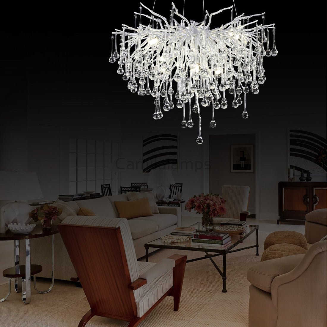 Doris Rain Branch Chandelier Dia 23.5" Silver - Camilalamps - CA - 533