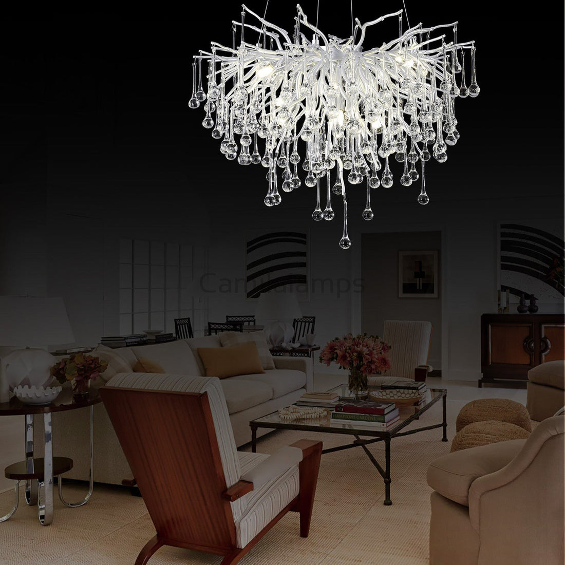 Doris Rain Branch Chandelier Dia 23.5" Silver - Camilalamps - Ca-1533
