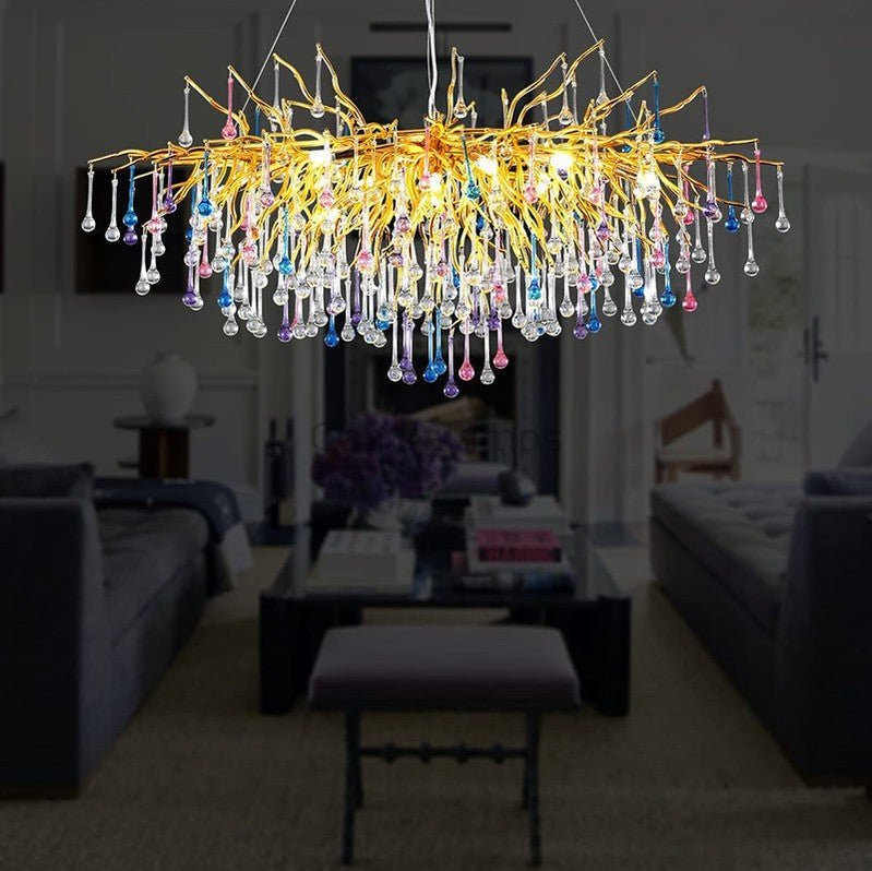Doris Rain Crystal Branch Chandelier 54"L - Camilalamps - Ca-1538