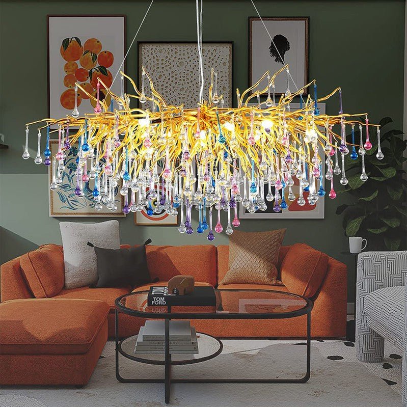 Doris Rain Crystal Branch Chandelier 54"L - Camilalamps - CA - 538