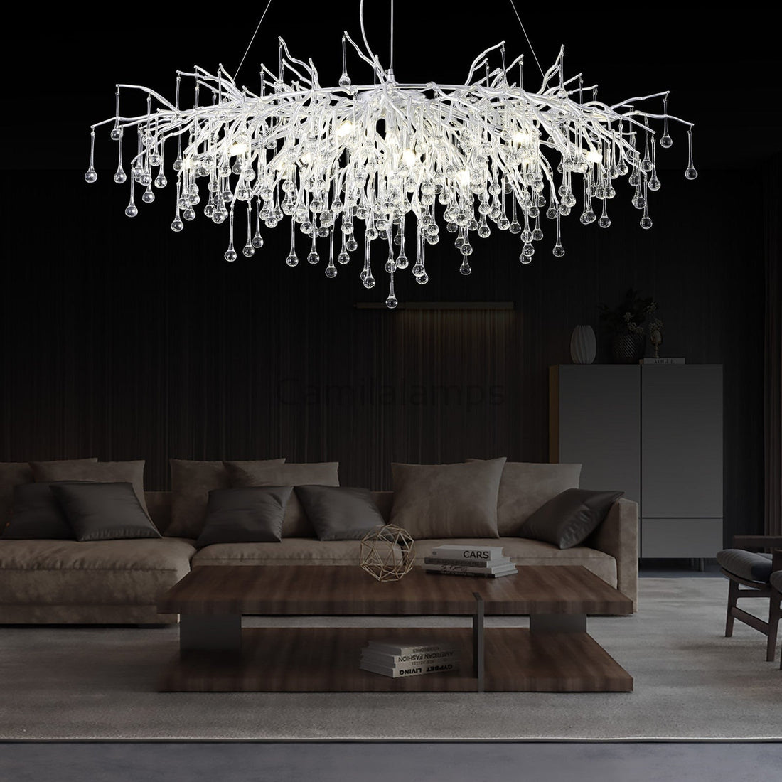 Doris Rectangle Branch Chandelier 45"L Silver - Camilalamps - Ca-1532