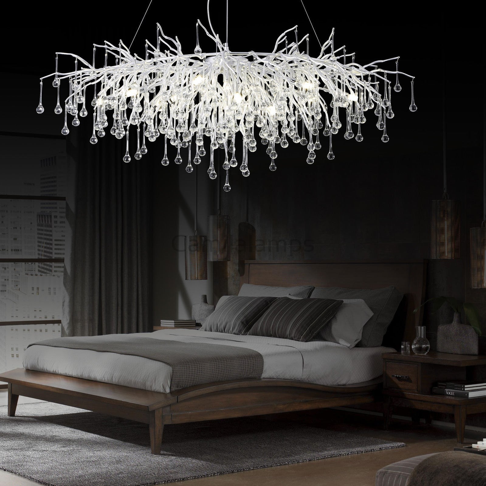Doris Rectangle Branch Chandelier 45"L Silver - Camilalamps - Ca-1532