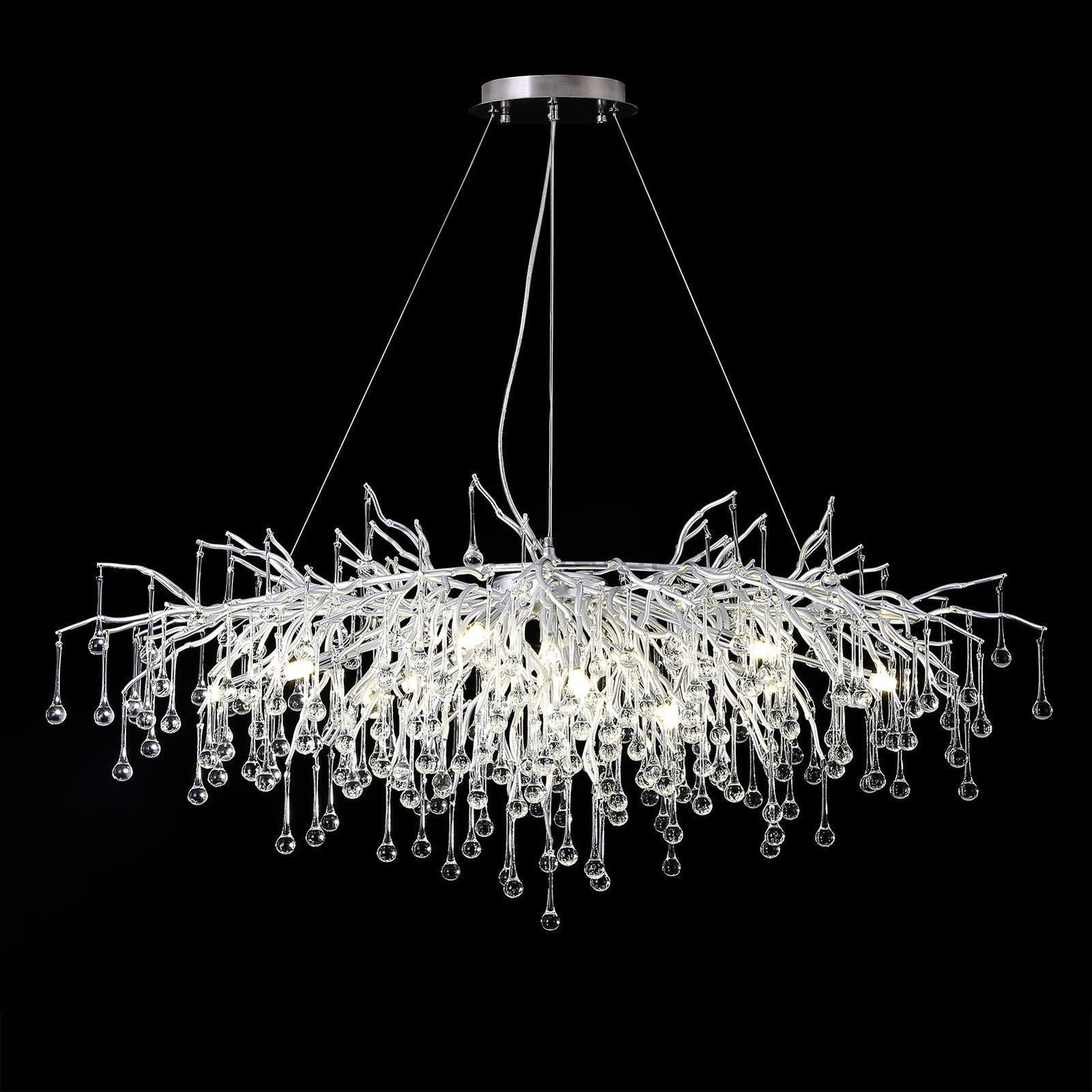 Doris Rectangle Branch Chandelier 45"L Silver - Camilalamps - Ca-1532