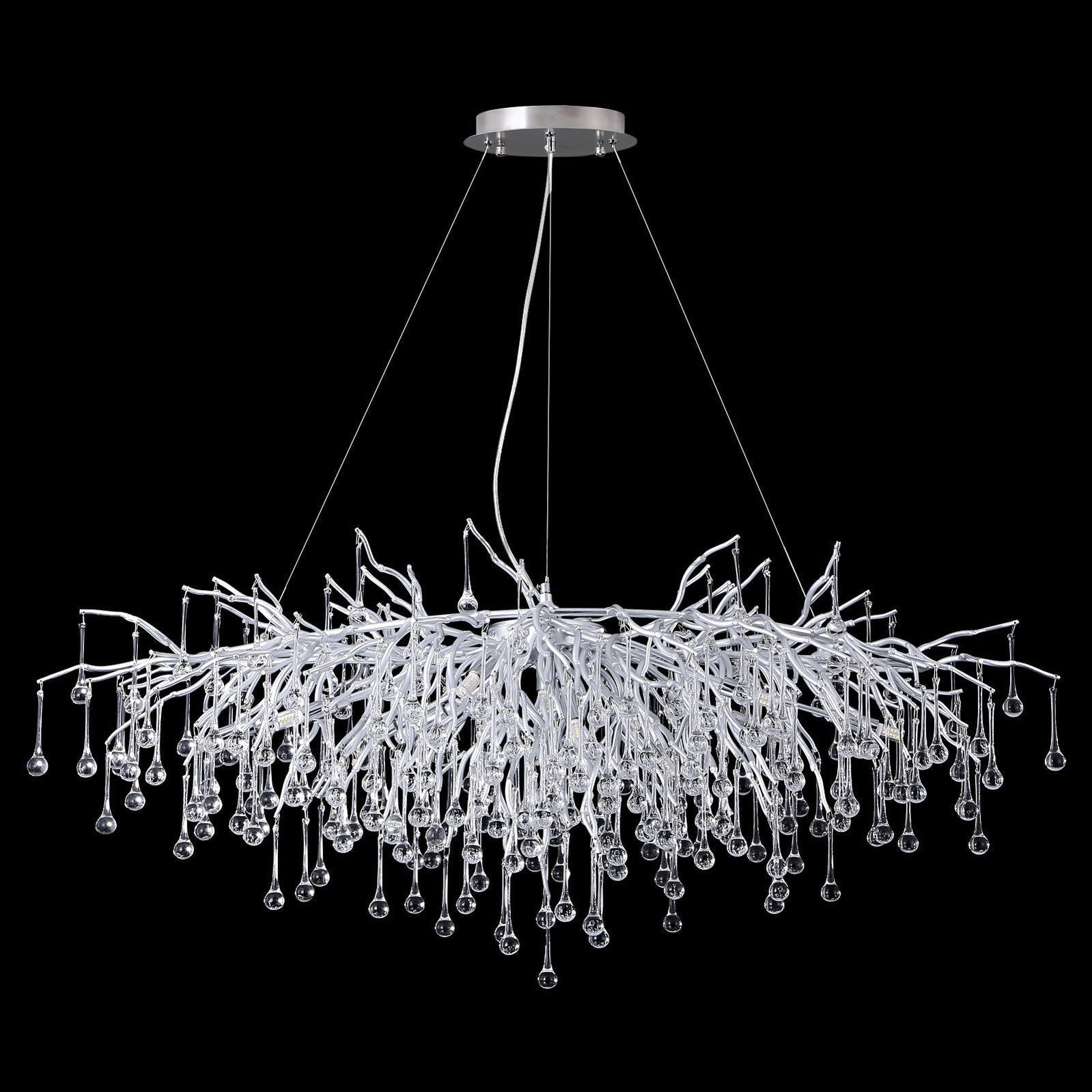 Doris Rectangle Branch Chandelier 45"L Silver - Camilalamps - Ca-1532