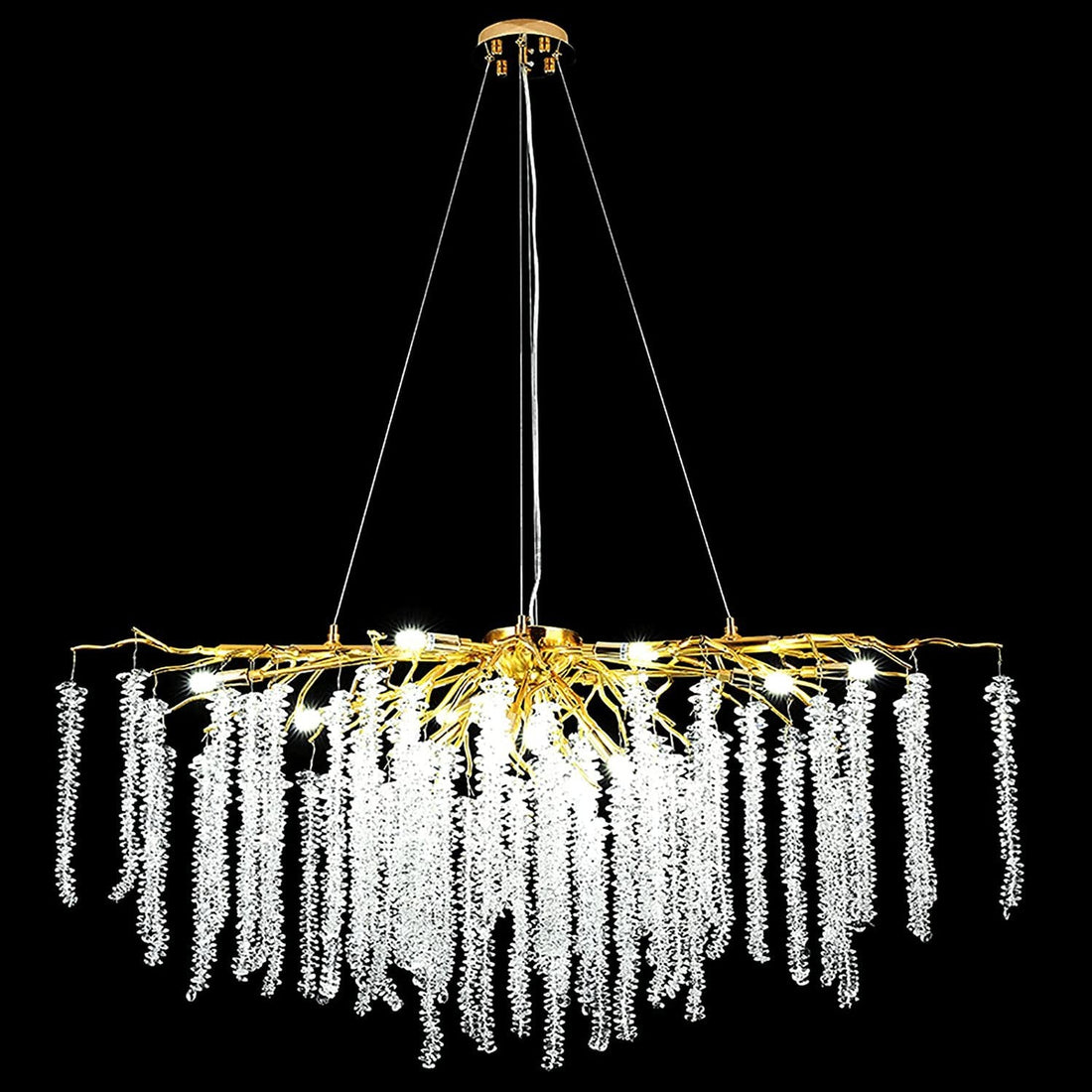 Doris White Crystal Branch Round Chandelier D20.5" L45" - Camilalamps - Ca-1540