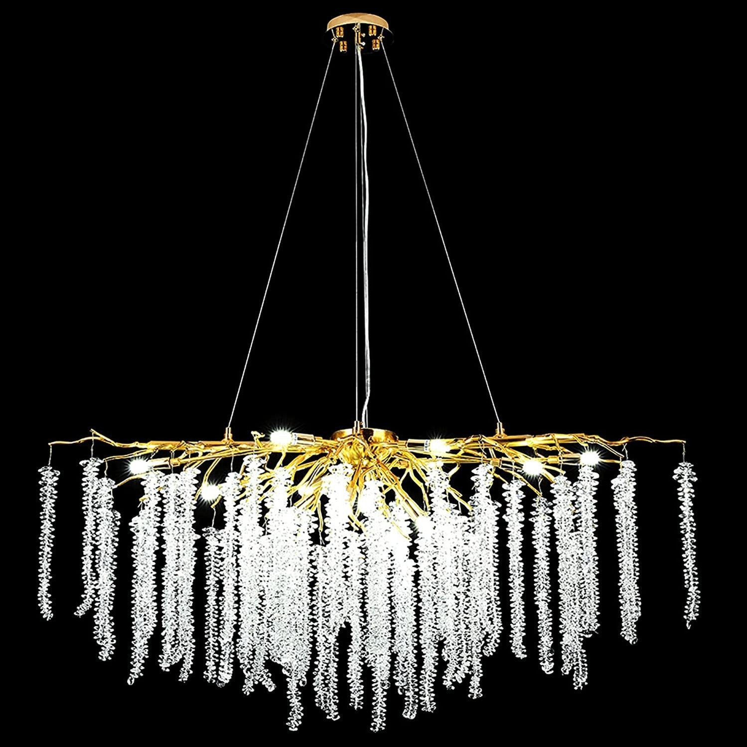 Doris White Crystal Branch Round Chandelier D20.5" L45" - Camilalamps - Ca-1540