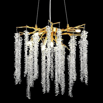 Doris White Crystal Branch Round Chandelier D20.5" L45" - Camilalamps - CA - 540