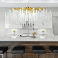 Doris White Crystal Rectangle Branch Chandelier Gold 45