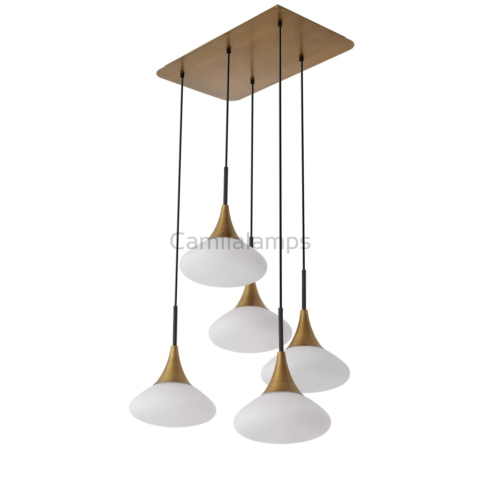 Duco L Modern Brass Chandelier - Antique Brass Finish | White Glass | Black Finish | Alabaster - Eichholtz - Camilalamps - Duco - 977 - 1