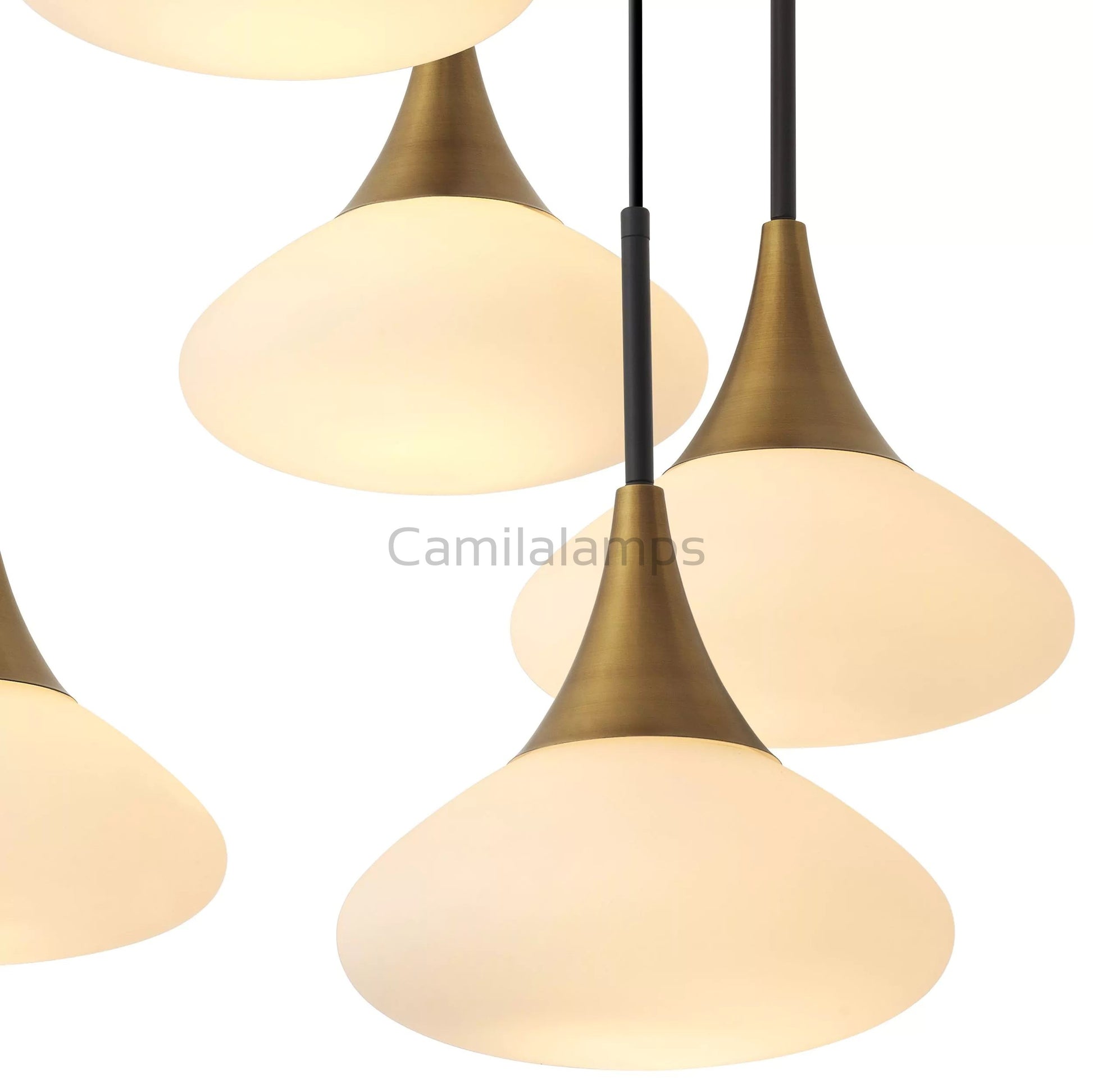 Duco L Modern Brass Chandelier - Antique Brass Finish | White Glass | Black Finish | Alabaster - Eichholtz - Camilalamps - Duco - 977 - 1