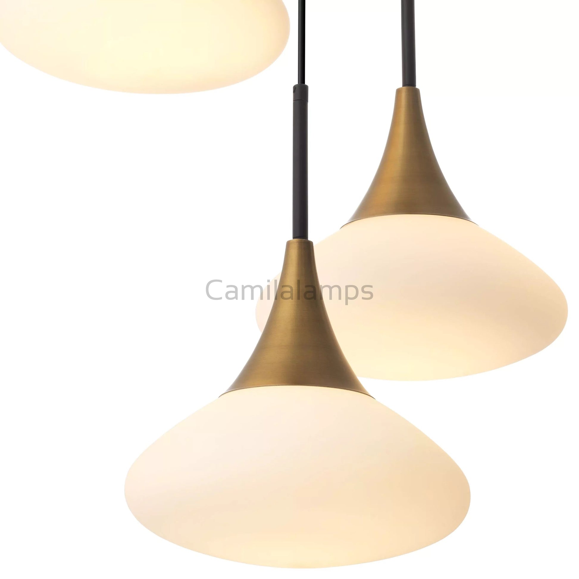 Duco S Modern Brass Chandelier - Antique Brass Finish | White Glass | Black Finish | Alabaster - Eichholtz - Camilalamps - Duco - 975 - 1