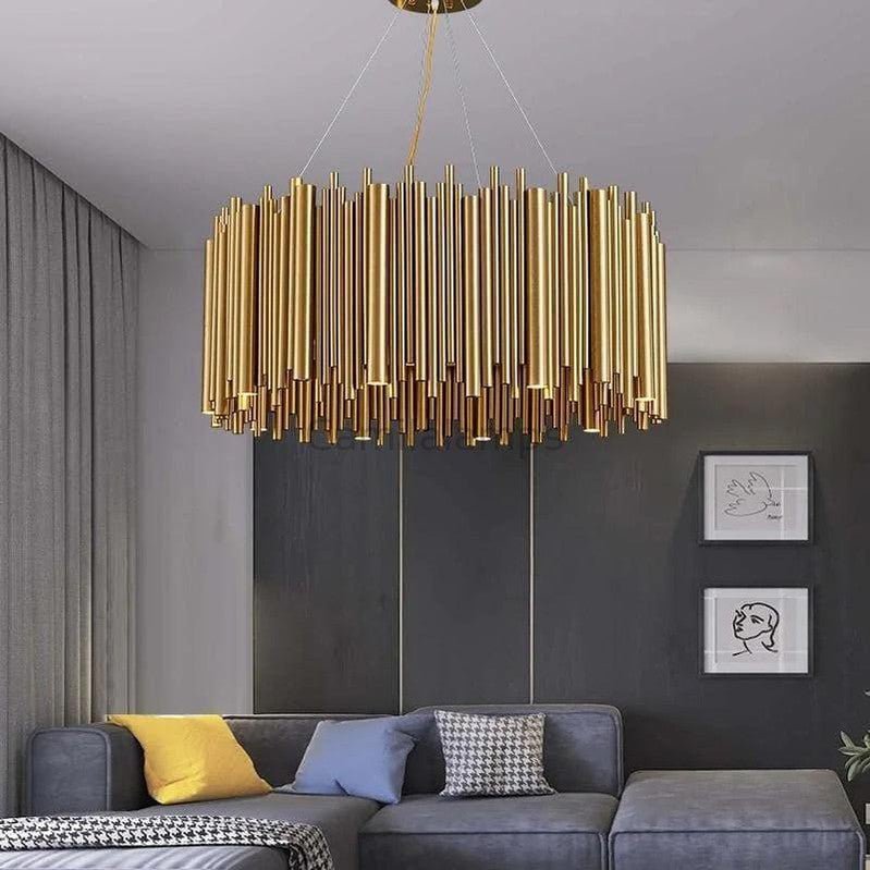 Edith Stainless Steel Tube Round Chandelier - Camilalamps - ILM0326