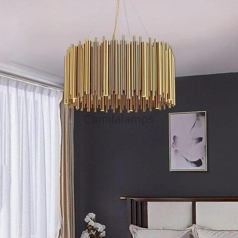 Edith Stainless Steel Tube Round Chandelier - Camilalamps - ILM0326