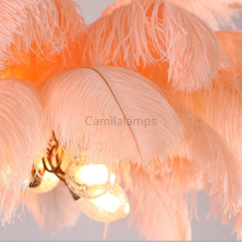Elva Brass Palm Tree Feather Chandelier（customize 20”） - Camilalamps - CA - A - 063
