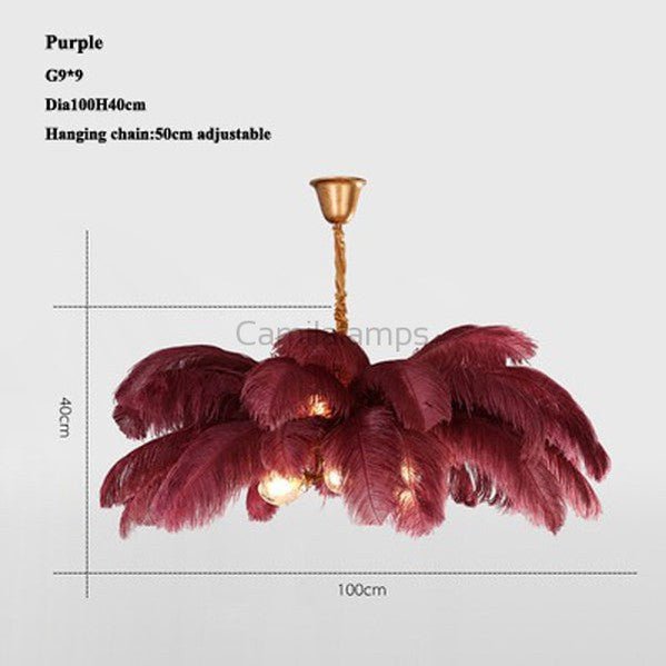 Elva Brass Palm Tree Feather Chandelier（customize 20”） - Camilalamps - CA - A - 064