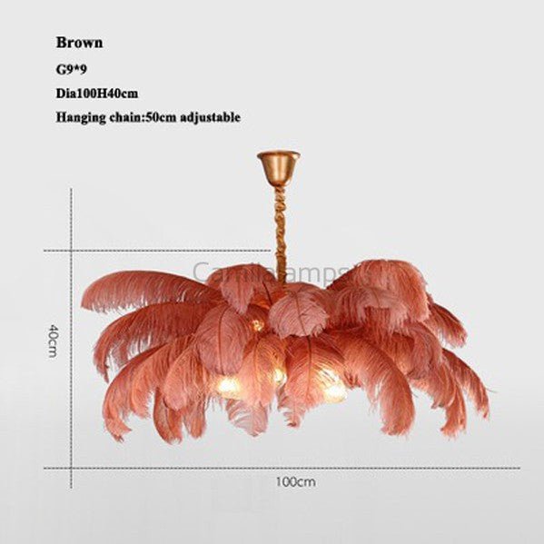 Elva Brass Palm Tree Feather Chandelier（customize 20”） - Camilalamps - CA - A - 066