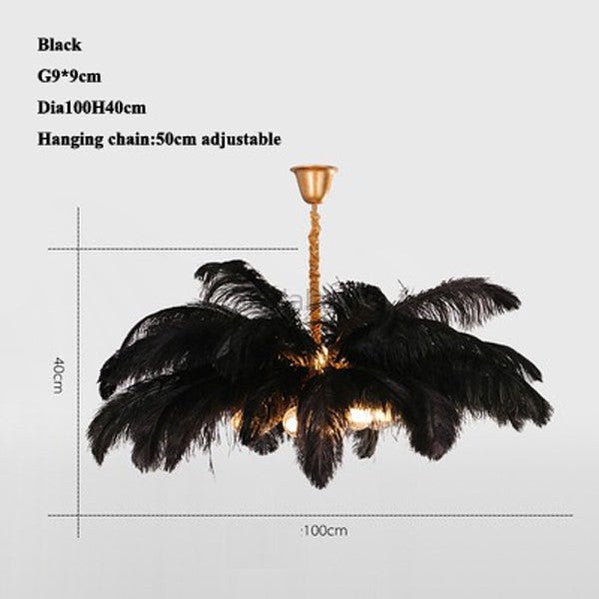 Elva Brass Palm Tree Feather Chandelier（customize 20”） - Camilalamps - CA - A - 068