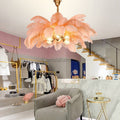 Elva Brass Palm Tree Feather Chandelier（customize 20”） - Camilalamps - CA - A - 063