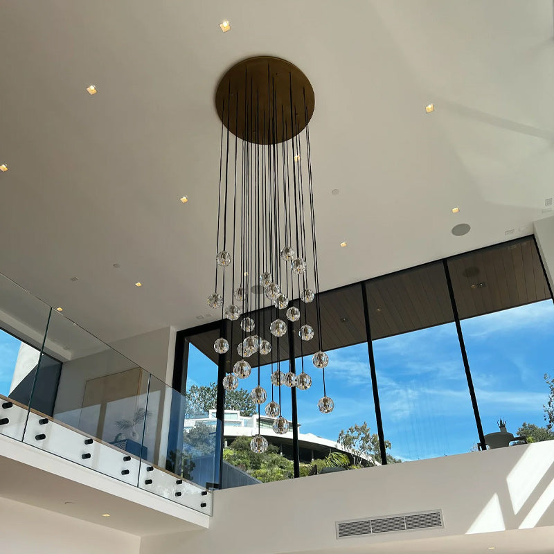 Briony Cluster Crystal Round Chandelier For High Ceiling