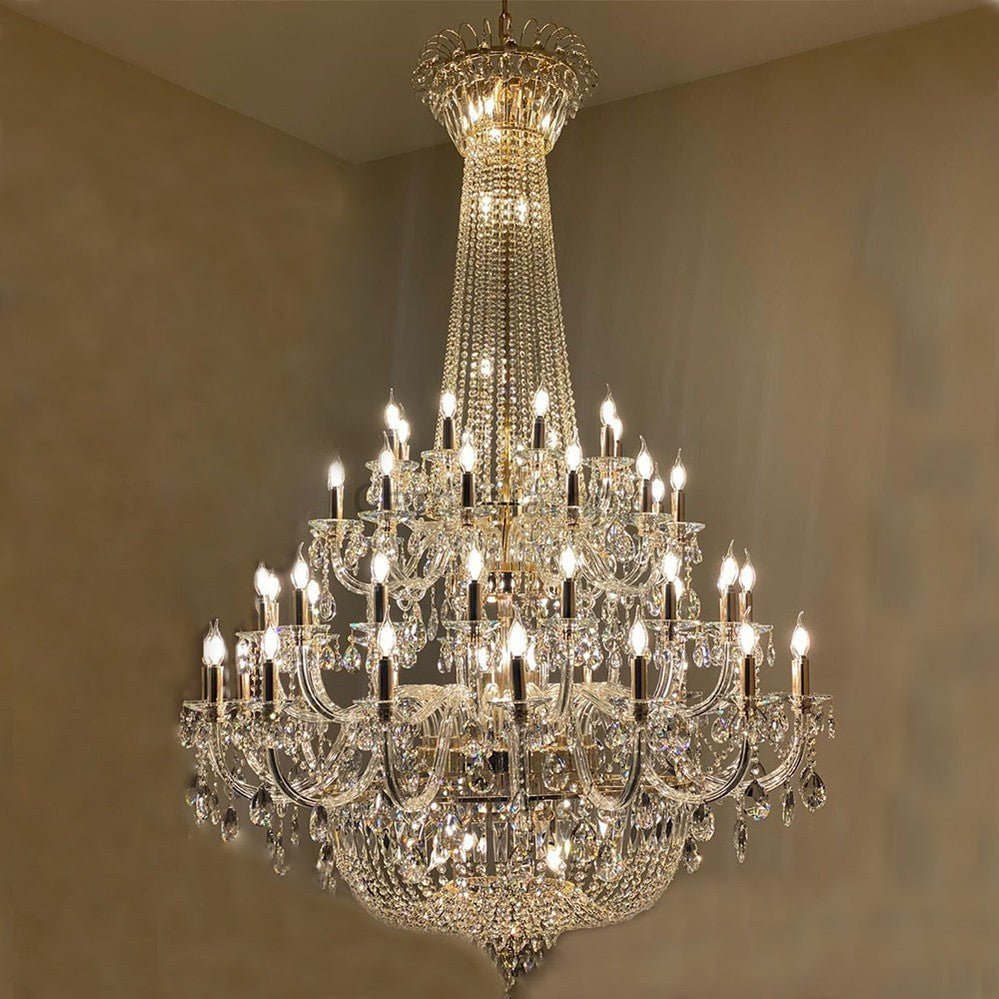 Extra Large European - style Multi - layers Candle Luxury Crystal Chandelier Gold Art Foyer/Staircase Decorative Light Fixture - Camilalamps - Ca-1X059