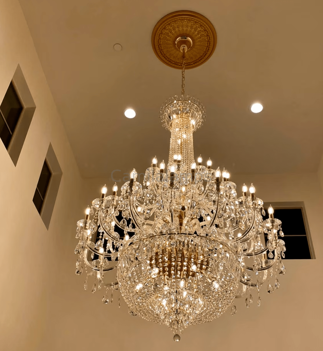 Extra Large European - style Multi - layers Candle Luxury Crystal Chandelier Gold Art Foyer/Staircase Decorative Light Fixture - Camilalamps - Ca-1X059