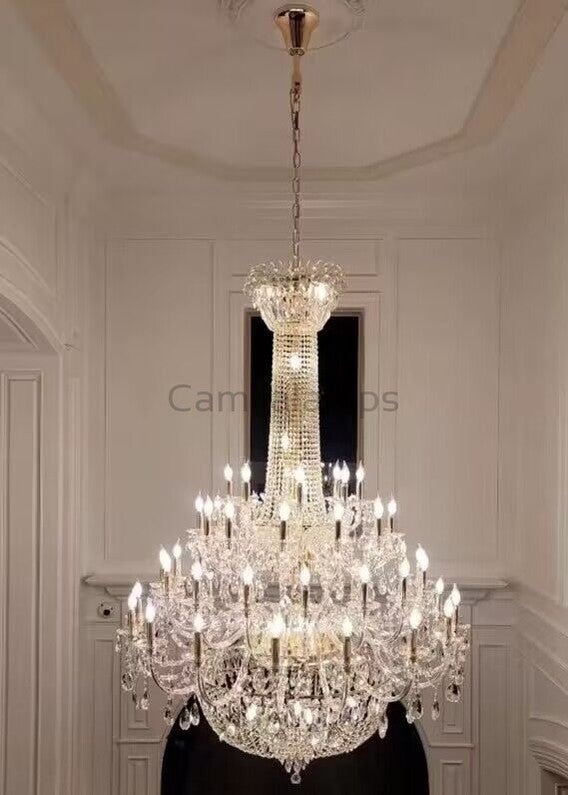 Extra Large European - style Multi - layers Candle Luxury Crystal Chandelier Gold Art Foyer/Staircase Decorative Light Fixture - Camilalamps - Ca-1X059