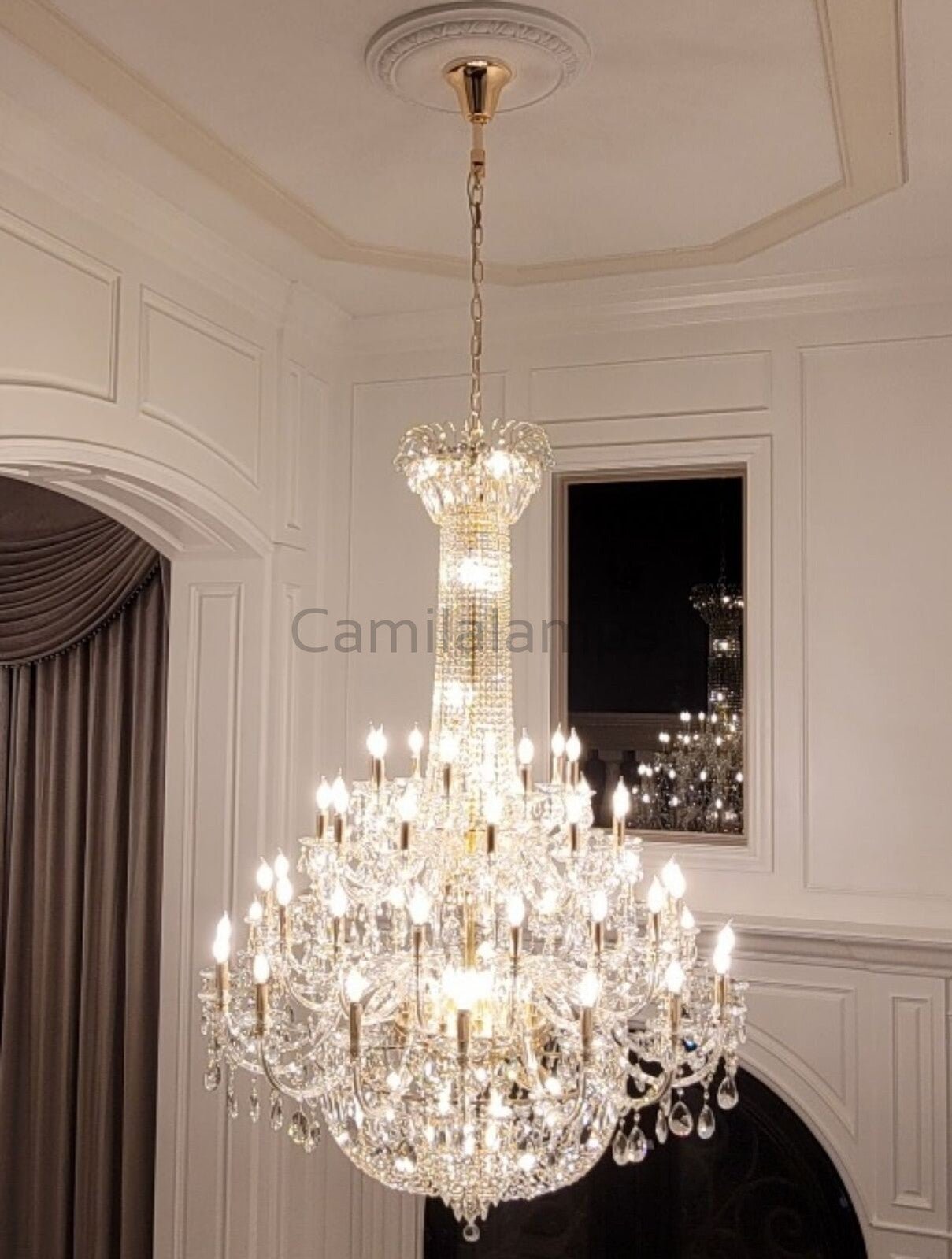 Extra Large European - style Multi - layers Candle Luxury Crystal Chandelier Gold Art Foyer/Staircase Decorative Light Fixture - Camilalamps - Ca-1X059