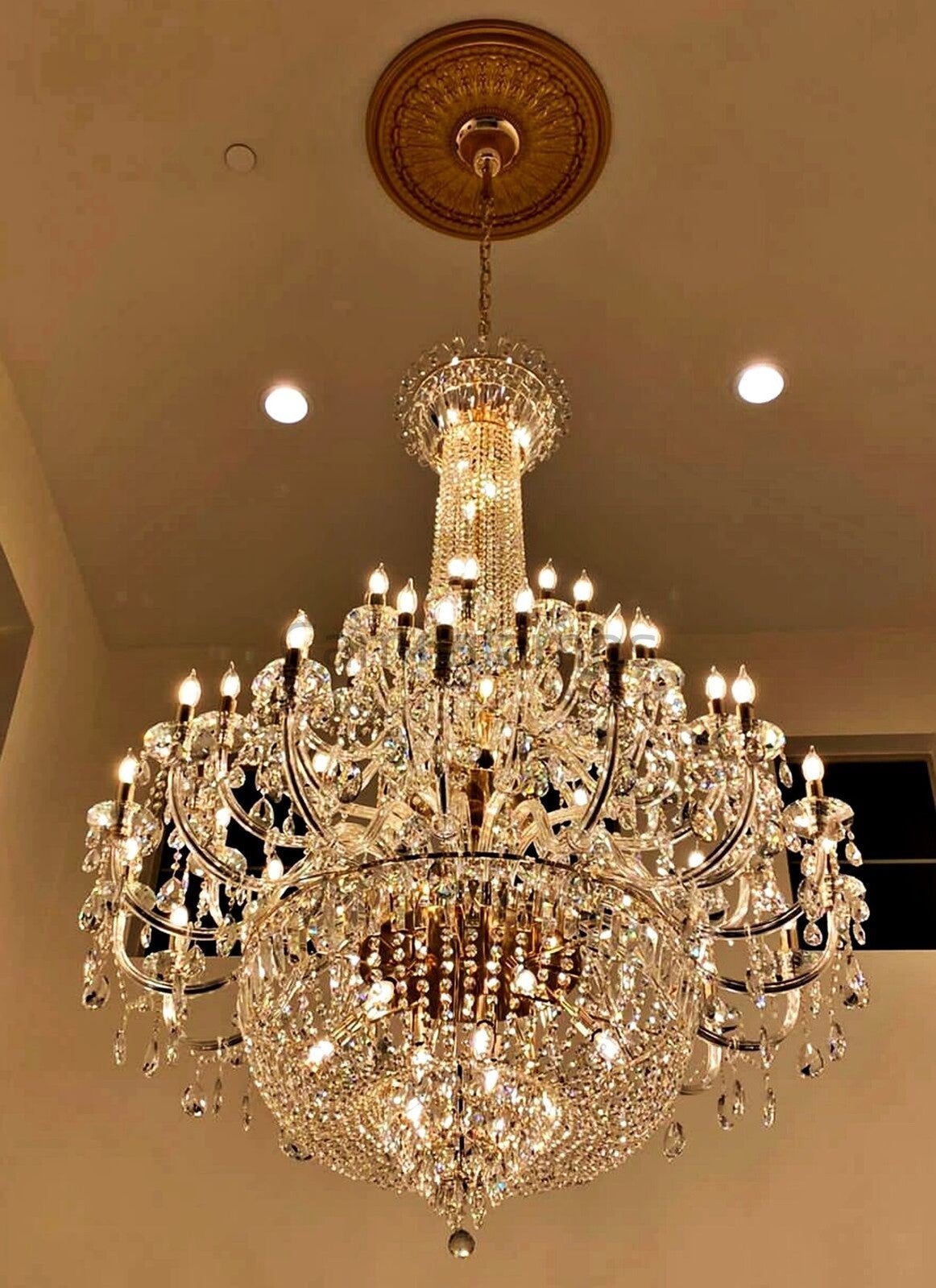 Extra Large European - style Multi - layers Candle Luxury Crystal Chandelier Gold Art Foyer/Staircase Decorative Light Fixture - Camilalamps - Ca-1X059